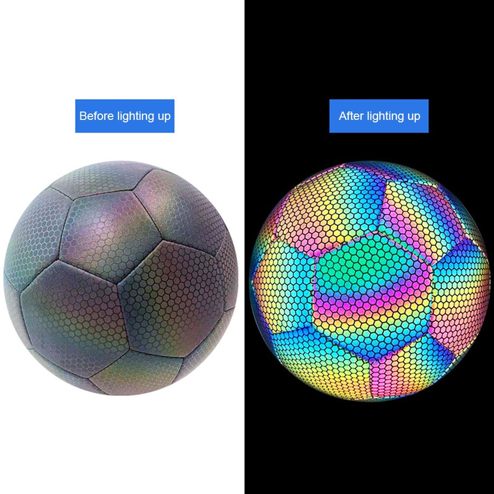 Glow In The Dark Soccer Ball, Luminous Reflective Football, Glowing Soccer Ball, Holographic Ball, Sporting Ball, Practice Training Ball