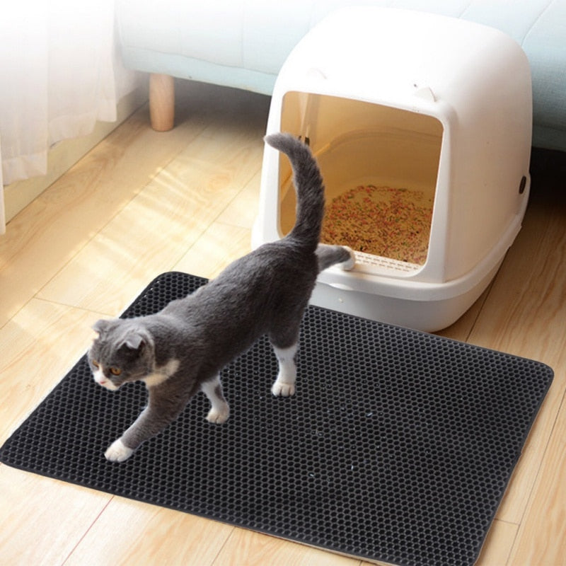 Non-Slip Pet Cat Litter Mat,  Double Layer Cat Litter Mat, Waterproof Pet Litter Cat Mat