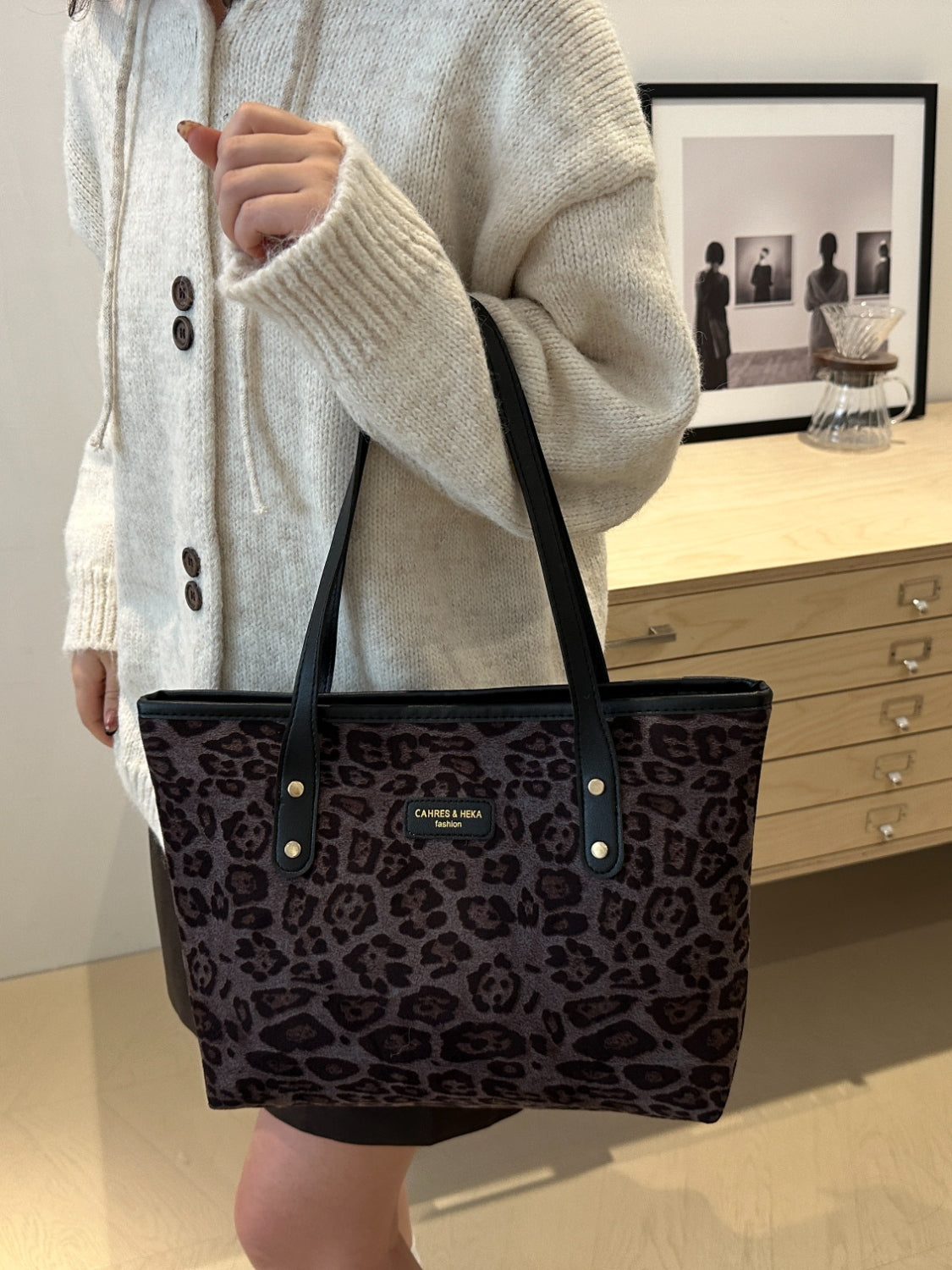 Leopard Polyester Tote Bag