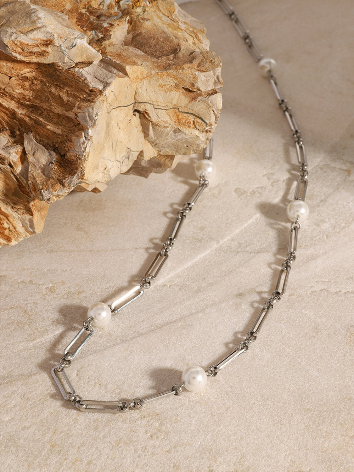 Stainless Steel Pearl Chain Necklace