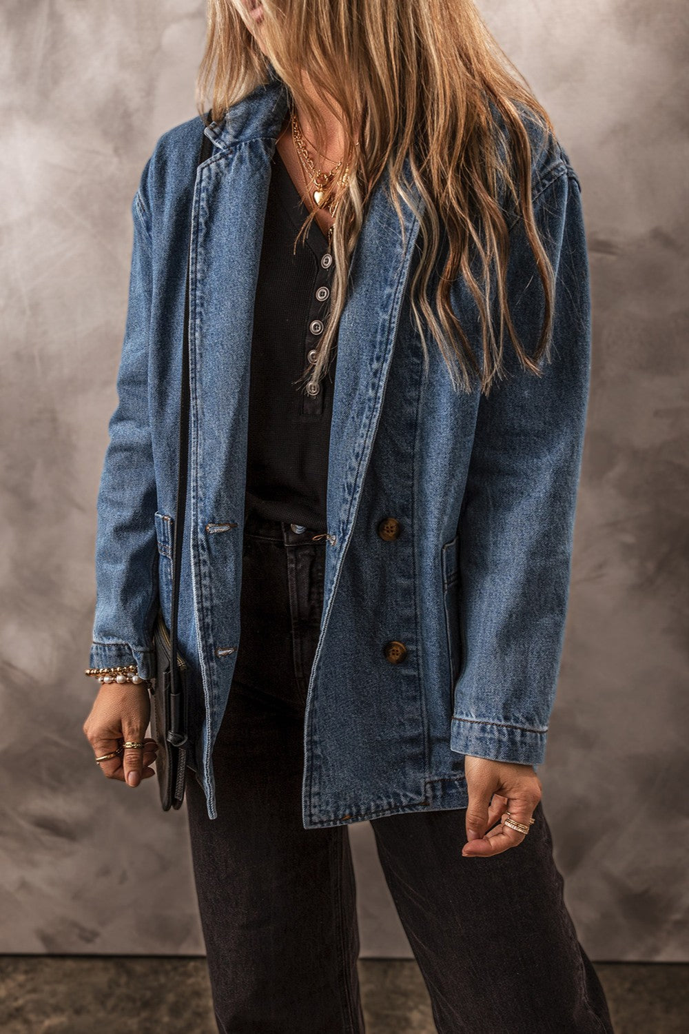 Pocketed Long Sleeve Denim Jacket