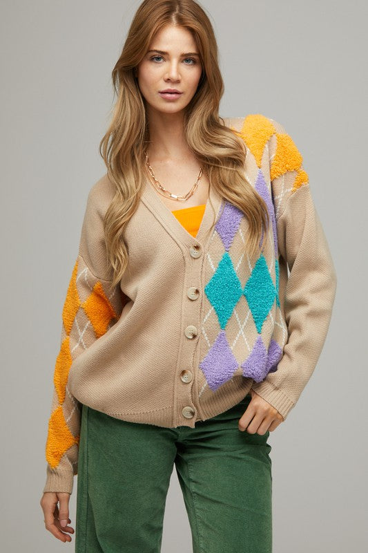 PLUS V NECK BUTTON FRONT CARDIGAN