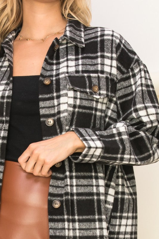 BASICS FEEL PLAID PRINT SHACKET