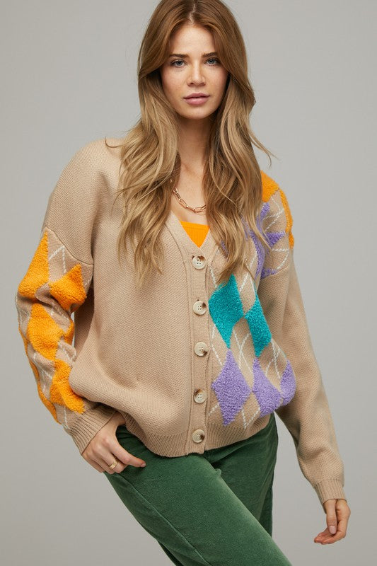 PLUS V NECK BUTTON FRONT CARDIGAN