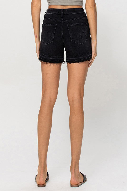 HIGH RISE CRISS CROSS STRETCH SHORTS