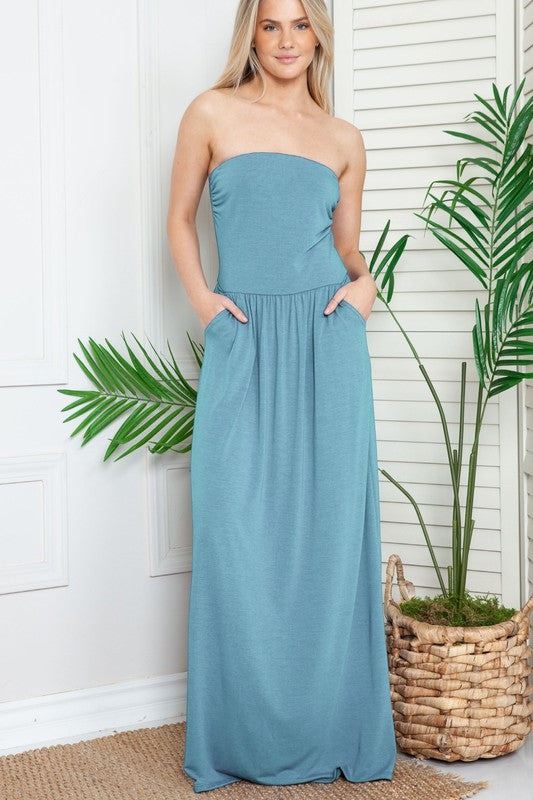 Plus Solid Tube Maxi Dress