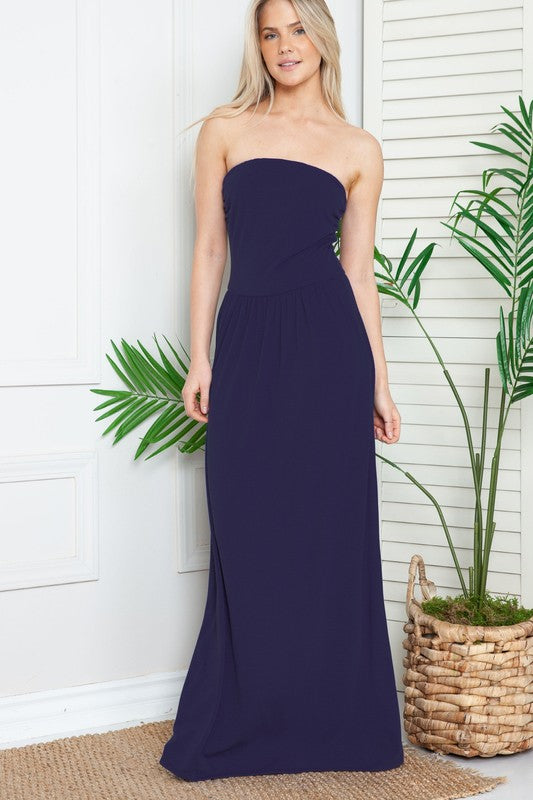 Plus Solid Tube Maxi Dress