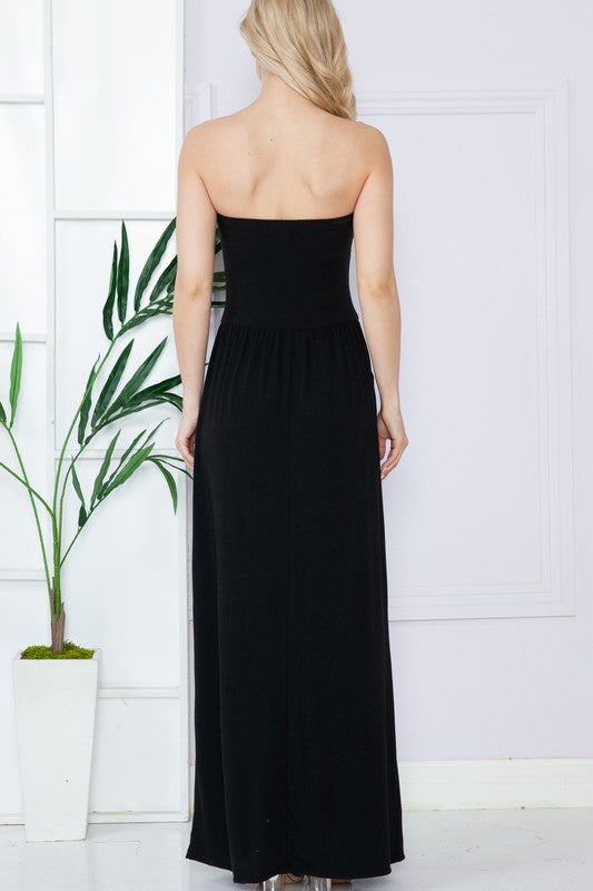 Plus Solid Tube Maxi Dress