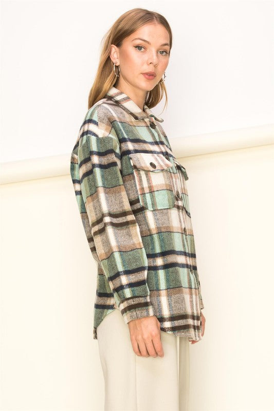 SWEET COMFORT PLAID PATTERN SHACKET