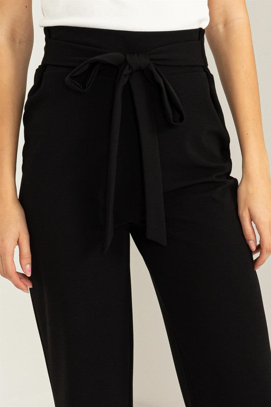 SEEKING SULTRY HIGH-WAISTED TIE-FRONT FLARED PANTS