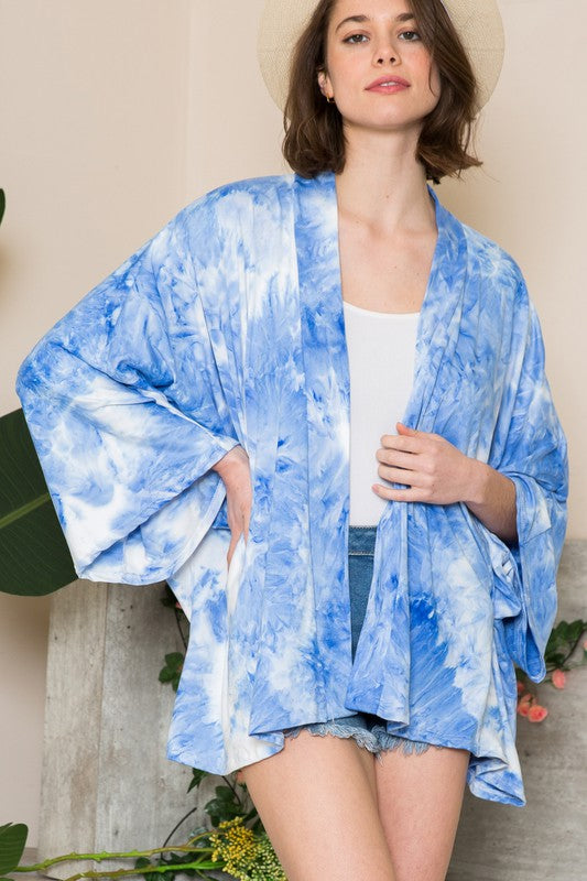 Plus Tie Dye Oversized Open Cardigan