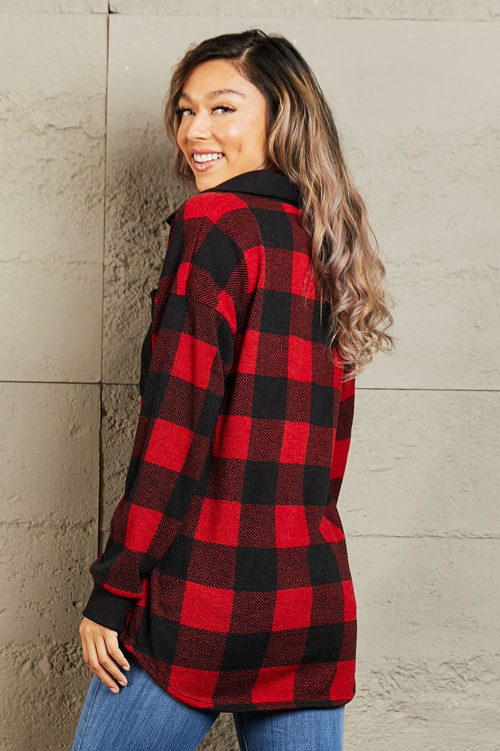 Heimish Make It Last Full Size Contrast Plaid Shacket