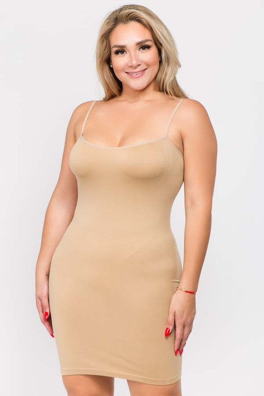 Plus Size Solid Seamless Long Cami Top/Dress