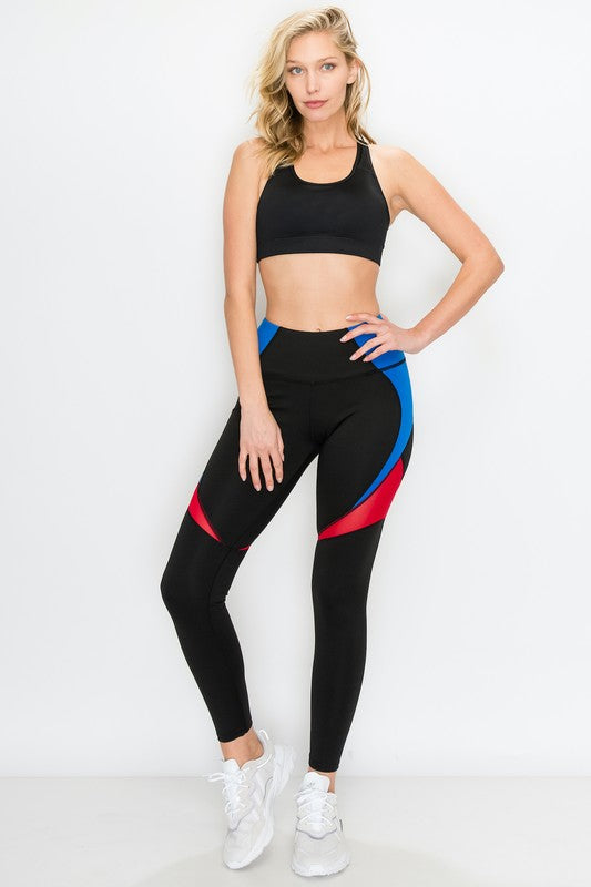 Color Block with Mesh Inlays Leggings - Touch Me Textures