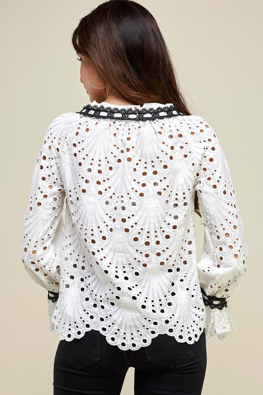 Eyelet Embroidery Top White - Touch Me Textures