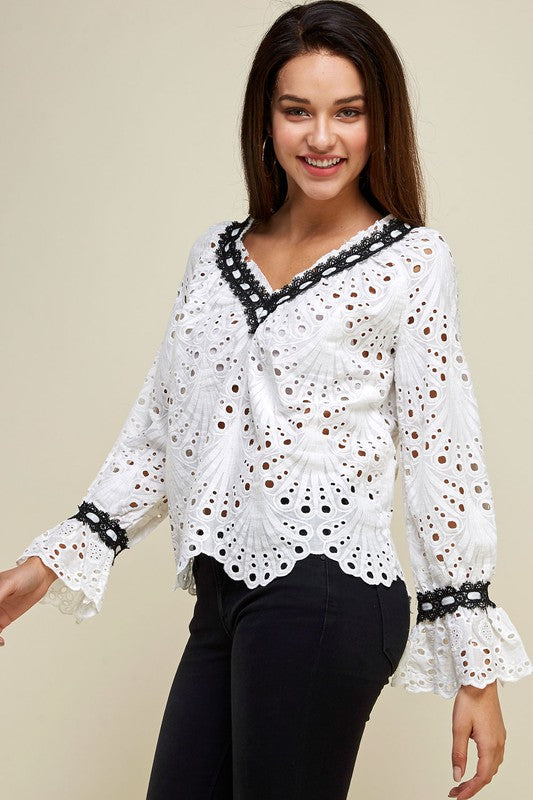 Eyelet Embroidery Top White - Touch Me Textures