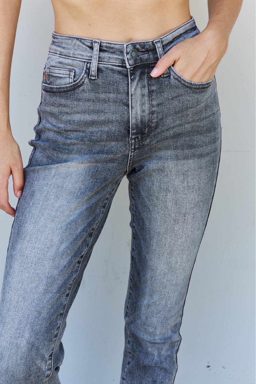 Judy Blue Racquel Full Size High Waisted Stone Wash Slim Fit Jeans - Touch Me Textures