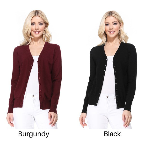 Women's V Neck Button Down Knit Cardigan Sweater