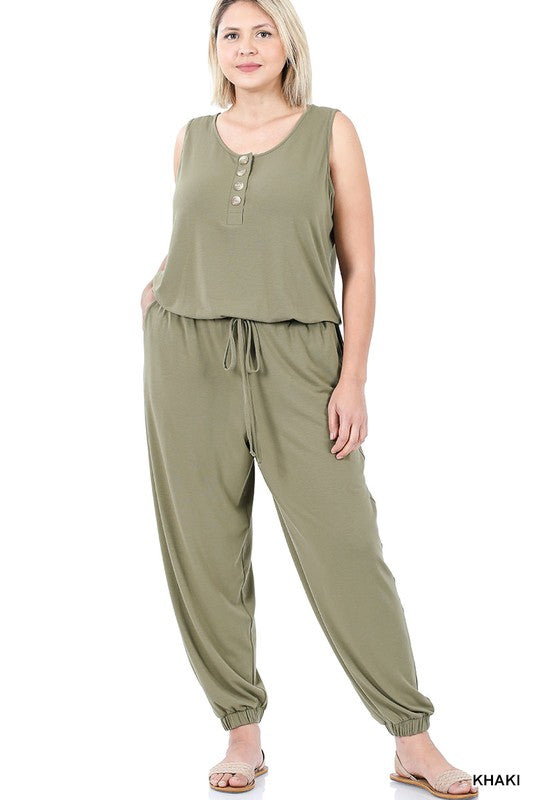 PLUS SLEEVELESS JOGGER JUMPSUIT