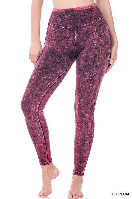 MINERAL WASHED WIDE WAISTBAND YOGA LEGGINGS