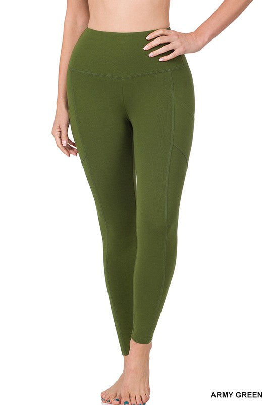 BETTER COTTON WIDE WAISTBAND POCKET LEGGINGS - Touch Me Textures