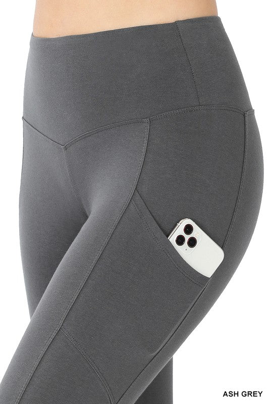 BETTER COTTON WIDE WAISTBAND POCKET LEGGINGS - Touch Me Textures