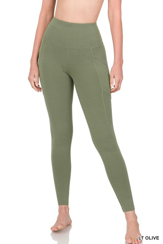 BETTER COTTON WIDE WAISTBAND POCKET LEGGINGS - Touch Me Textures