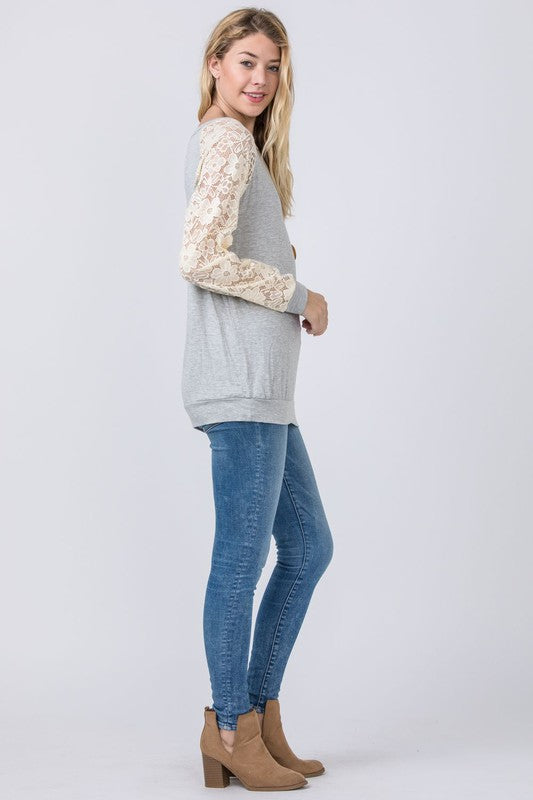 Lace Sleeve Raglan Tunic