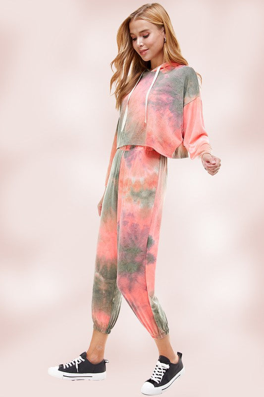 JOGGERS SETS TIE DYED HOODIE JOGGER PANT SET