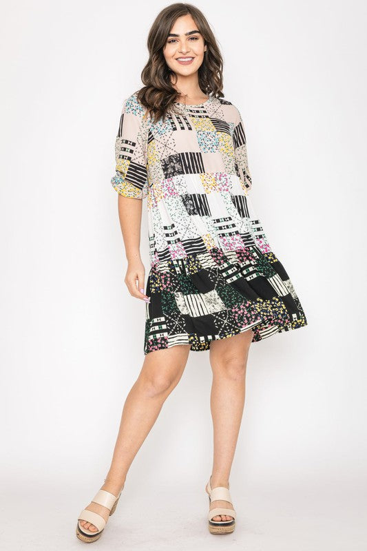 Ditsy Floral Patch Work Dress