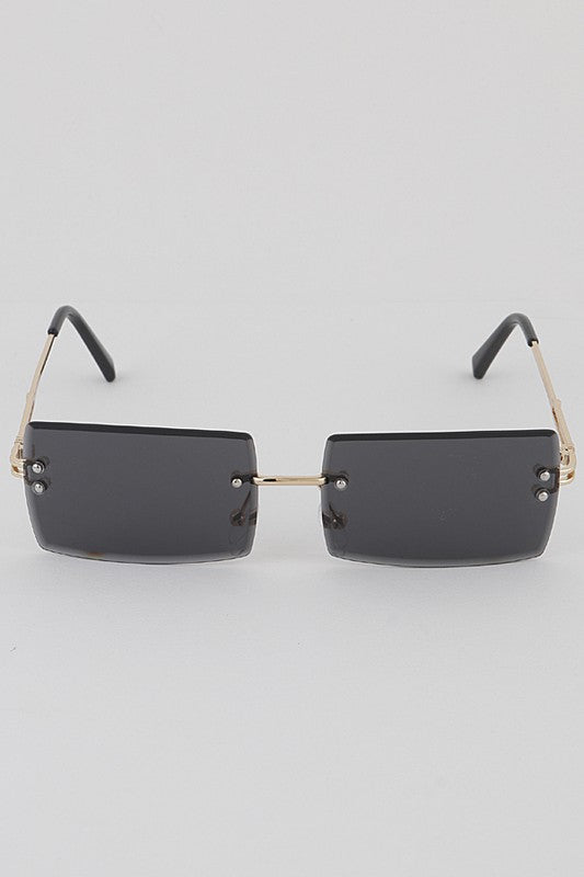 Claudia Rectangular Rimless Sunglasses - Touch Me Textures