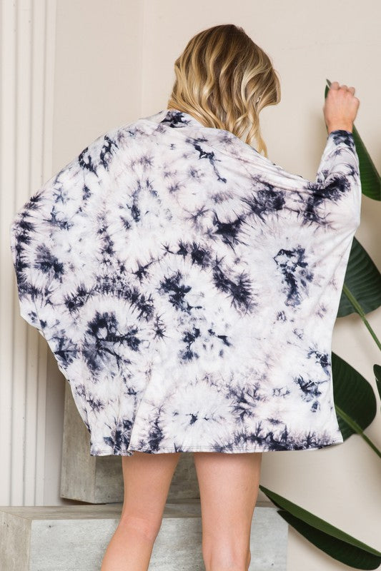 Plus Tie Dye Oversized Open Cardigan