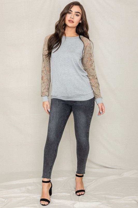 Lace Sleeve Raglan Tunic