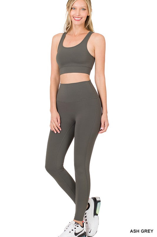 ATHLETIC RACERBACK TANK TOP & LEGGINGS SET - Touch Me Textures