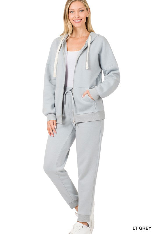 ZIPPER HOODIE SWEAT JACKET & SWEAT PANTS SET