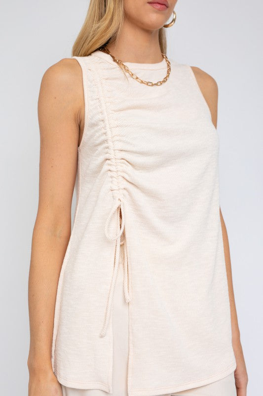 SLEEVELESS RUCHING TOP