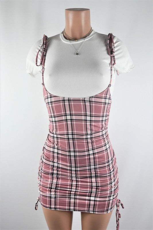 Plaid Suspender skirt & topset