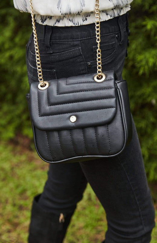 Vegan Leather Quilted Flap Bag - Touch Me Textures