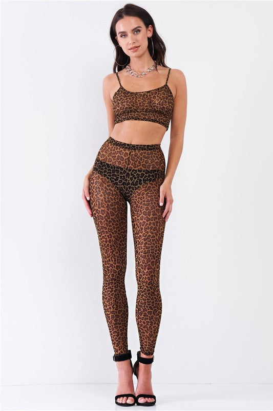 Leopard Sheer Top & Leggings Set