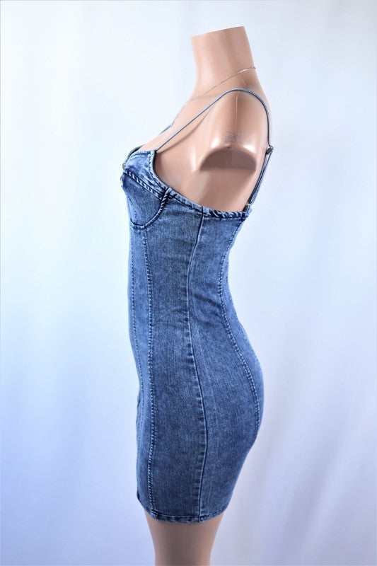 Denim zipper mini dress