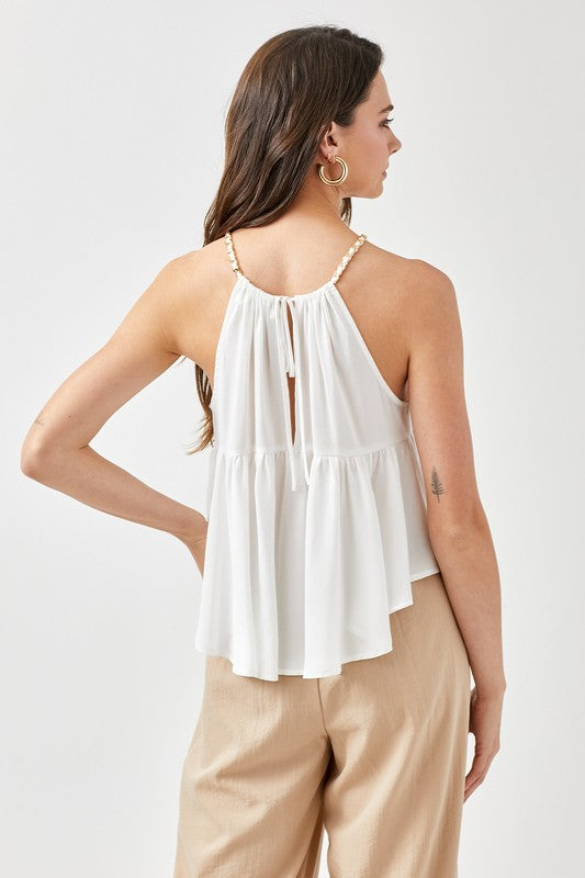 HALTER NECK WITH BACK STRAP FLARED TOP