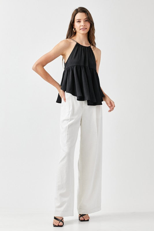 HALTER NECK WITH BACK STRAP FLARED TOP