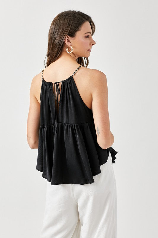 HALTER NECK WITH BACK STRAP FLARED TOP