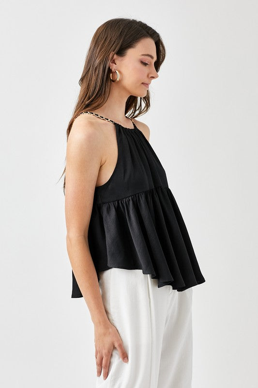 HALTER NECK WITH BACK STRAP FLARED TOP