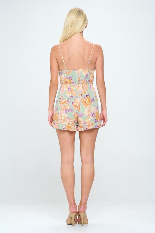 Tie front Ruffle hem romper