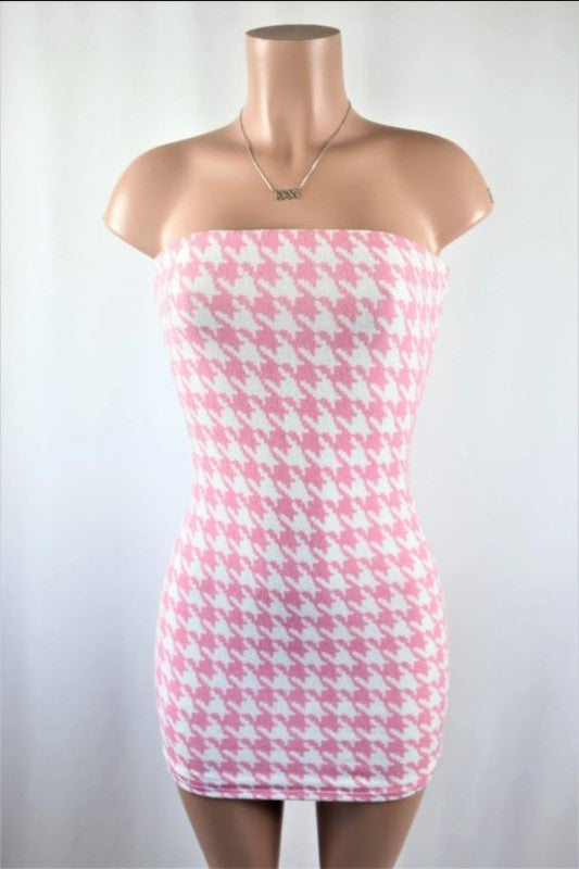 Houndstooth tube dress