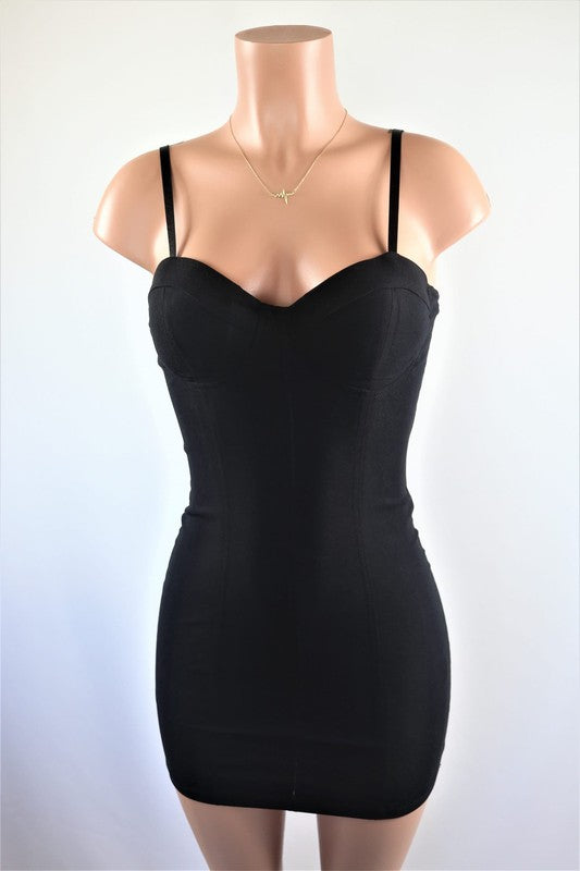 Fitted black mini dress