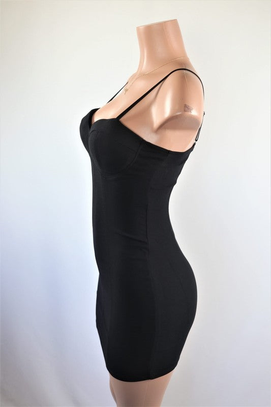 Fitted black mini dress