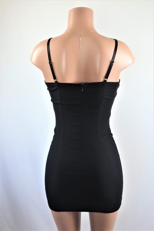 Fitted black mini dress