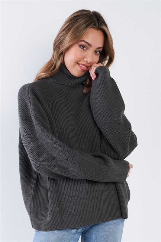 Turtleneck Oversized Dolman Sleeves Knit Sweater